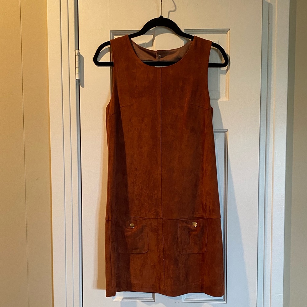 C. Luce Orange sleeveless dress with button detail